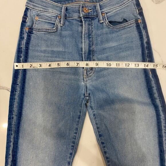 Mother Stunner Zip Ankle Step Fray in Light Kitty Racer Blue Denim Jeans size 25 - Picture 8 of 12